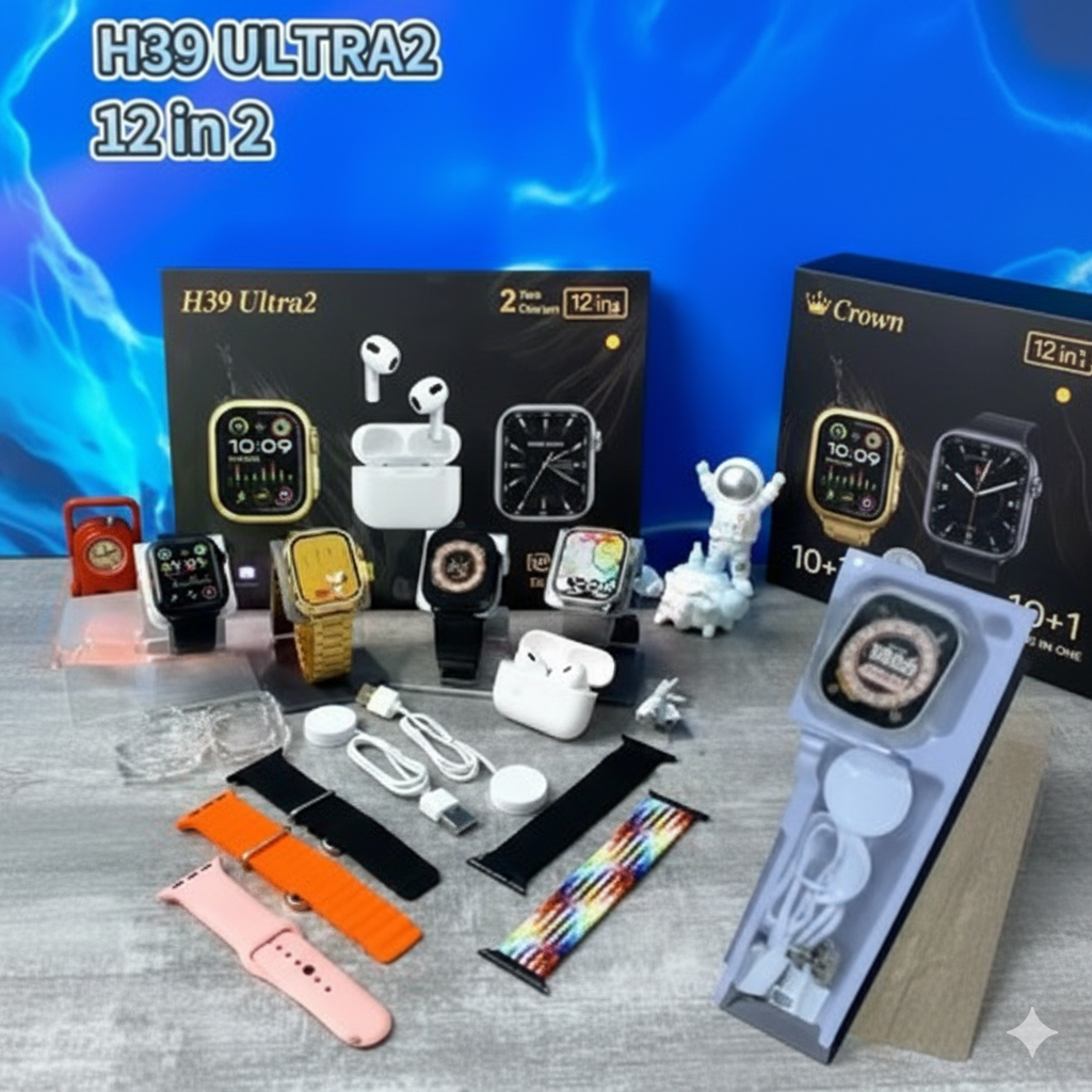 Crown H39 Ultra 2 Smart Watch Gold Edition With 7 Straps